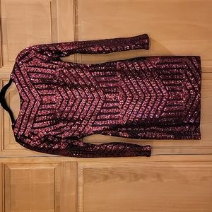 Dress the Population Women's Lola Long Sleeve Sequin Dress